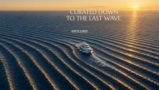 The sea raked into perfect furrows around a single yacht
